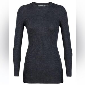 Icebreaker Valley Slim Crewe Ribbed 100% Wool Sweater Sz M